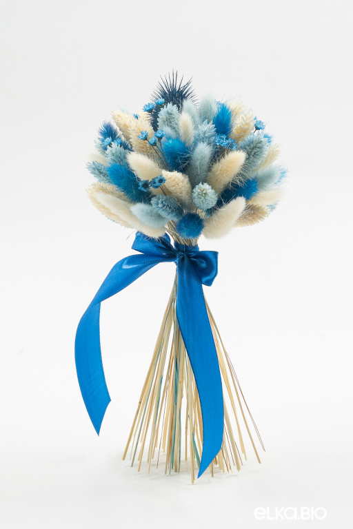 Синий букет сухоцветов из лагуруса и ворсянки Ж4-B118