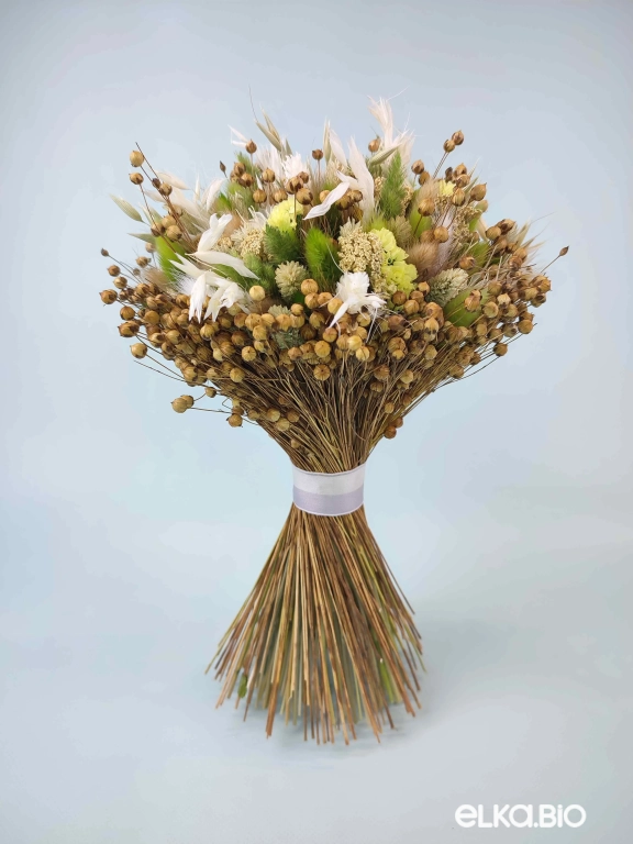 Букет из льна и зеленых сухоцветов А201-B112