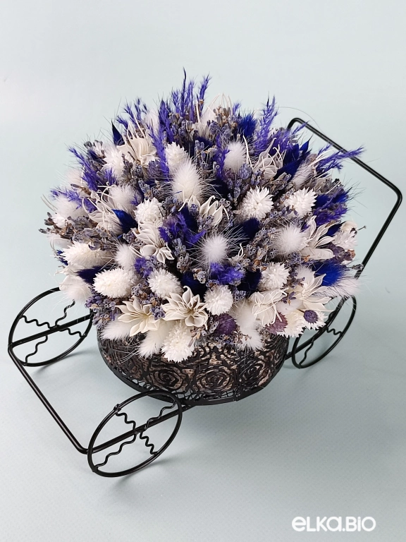 Композиция с лавандином и лагурусом в тележке Т158-B102 Композиция с лавандином и лагурусом в тележке Т158-B102