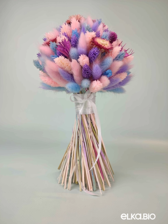 Букет из сухоцветов с розовым гелихризумом А194-B111