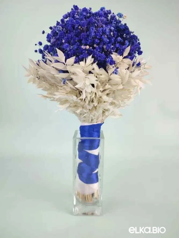 Cтабилизированный синий букет невесты из гипсофилы Б104-B116
