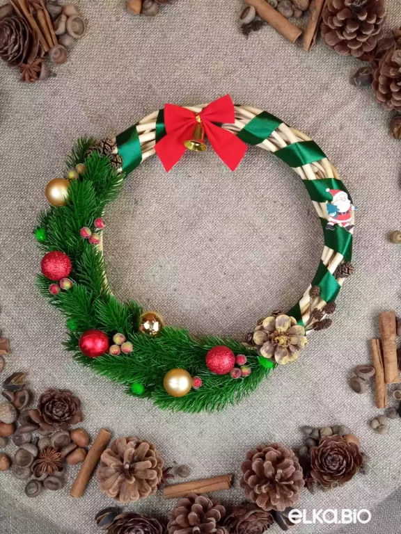 Венок декоративный из лозы Рождественская ночь П11-В16