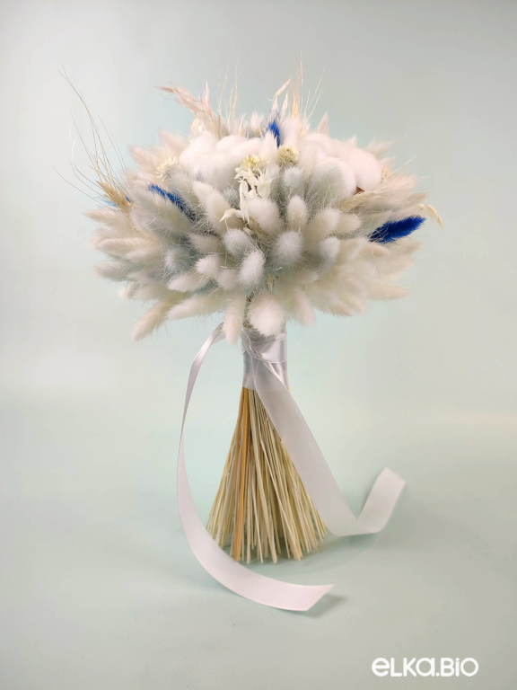 Букет из хлопка и голубого лагуруса А203-B113