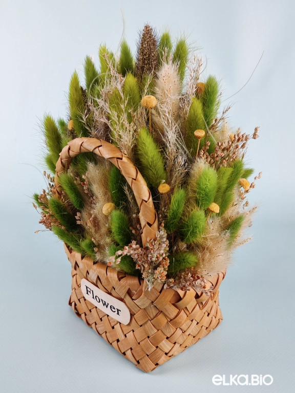 Корзина с зеленым лагурусом Б64-B103