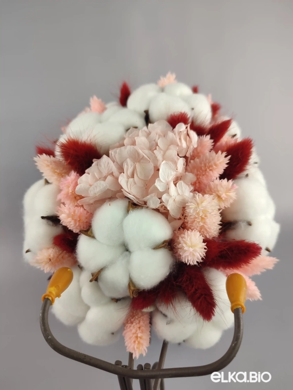 Велосипед с цветами лагуруса, фаляриса и цветками хлопка А99-B100