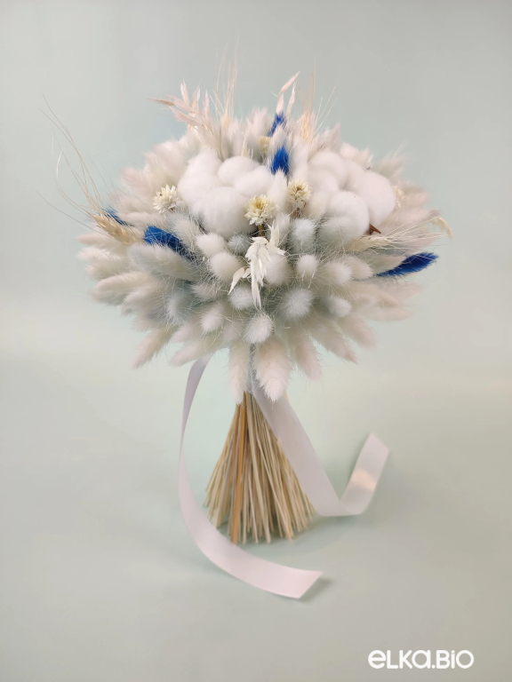 Букет из хлопка и голубого лагуруса А203-B113