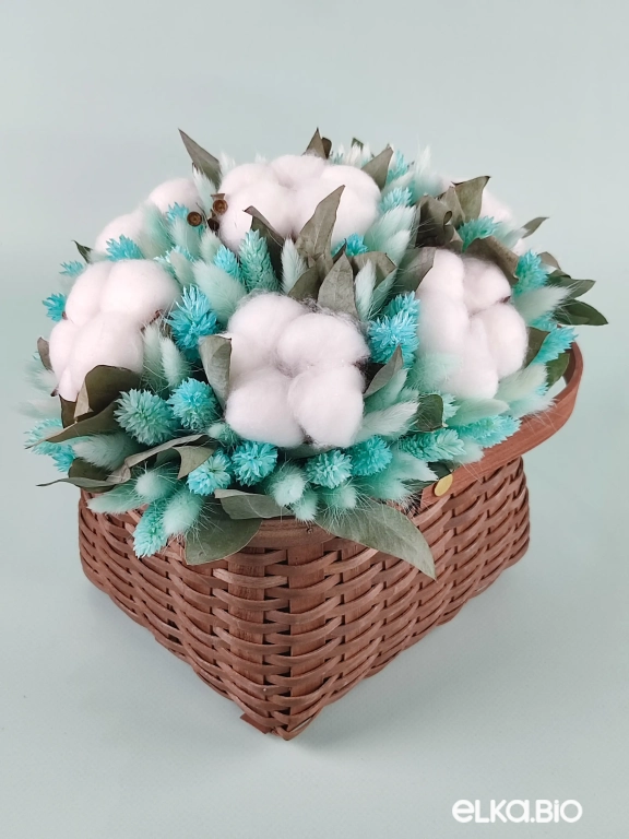 Композиция из хлопка и голубого лагуруса А140-B104