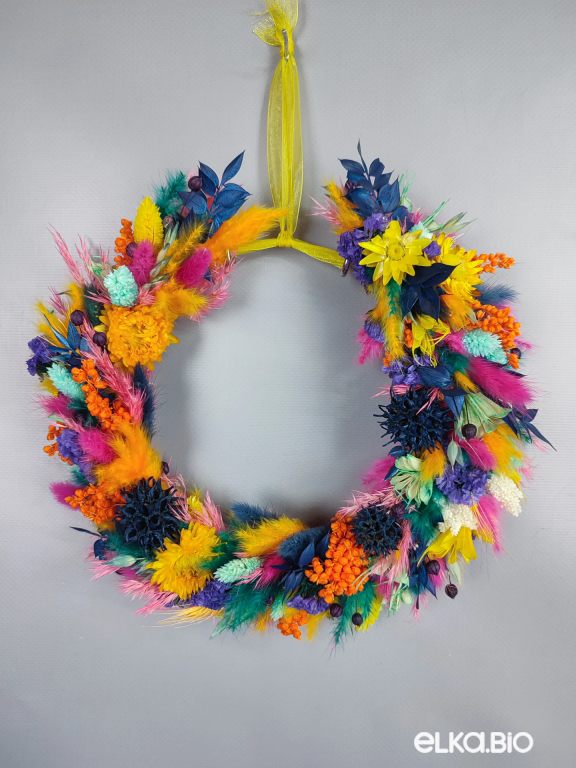 Венок из разноцветных сухоцветов Б77-B106