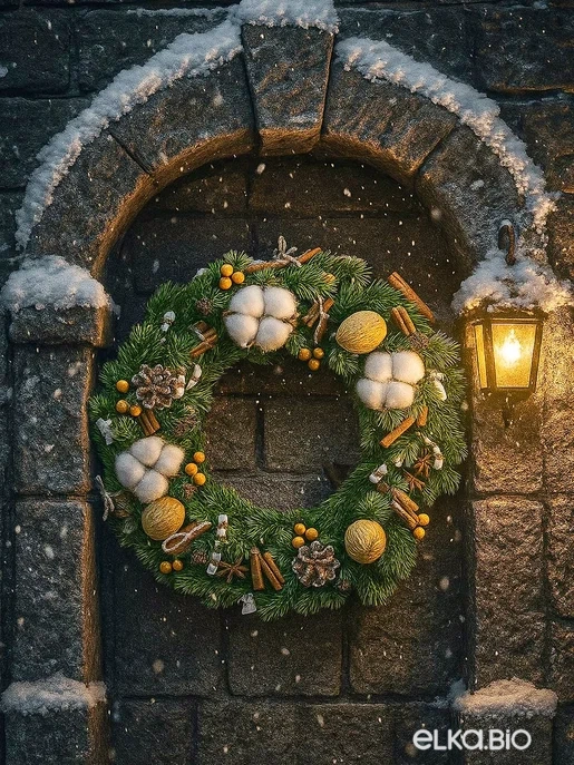 Новогодний венок из хвои Солнечный зайчик П23-В17