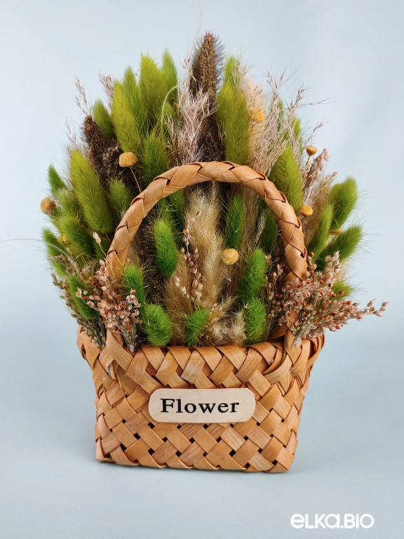 Корзина с зеленым лагурусом Б64-B103