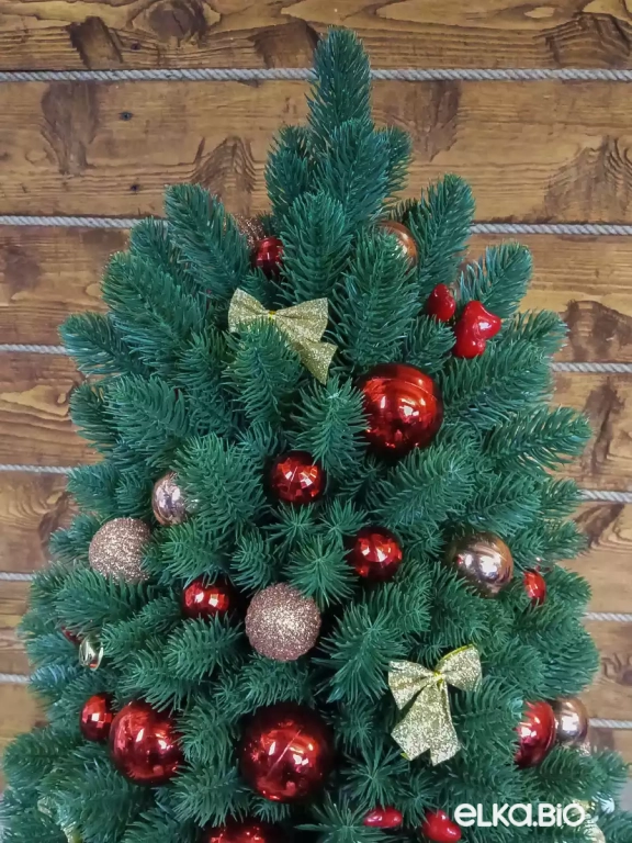 Настольная новогодняя елка из хвои с шарами Рождественская классика Ю31-В59