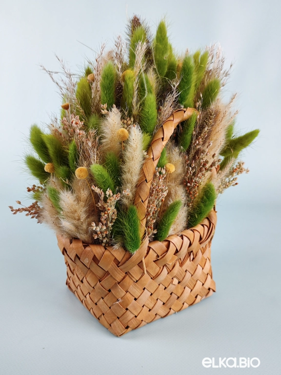 Корзина с зеленым лагурусом Б64-B103