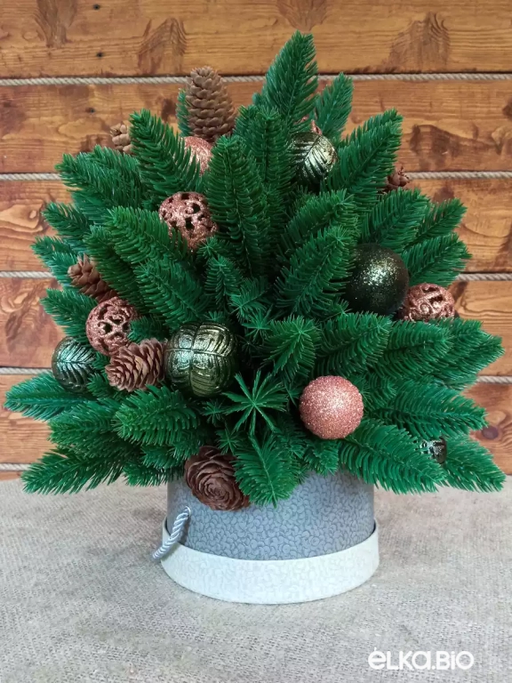 Настольная композиция из хвои и шаров Медная Т107-В85