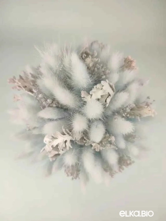 Нежный голубой букет невесты с лагурусом А173-B112