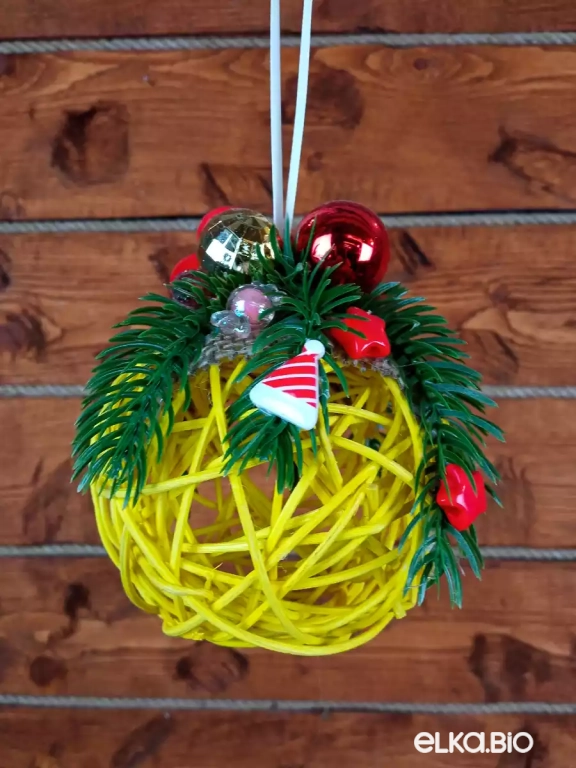 Декоративный шар из ротанга Яркое Рождество Б10-В57