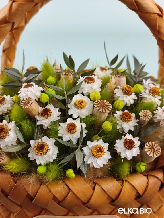 Корзина с лагурусом и цветами аммобиума Ю73-B104