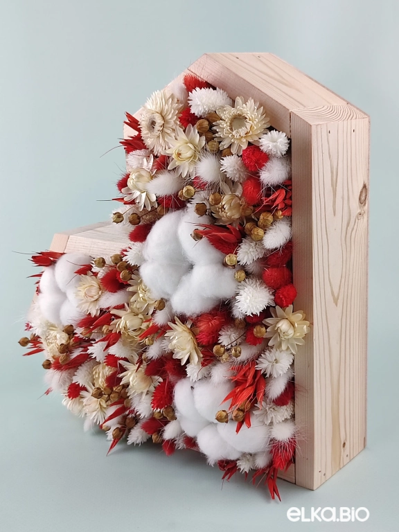 Настольная композиция из сухоцветов и хлопка А128-B102