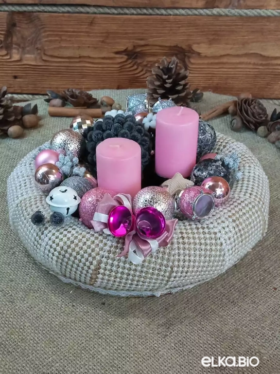 Декоративная композиция со свечами Светло-розовый нуар Б24-В47