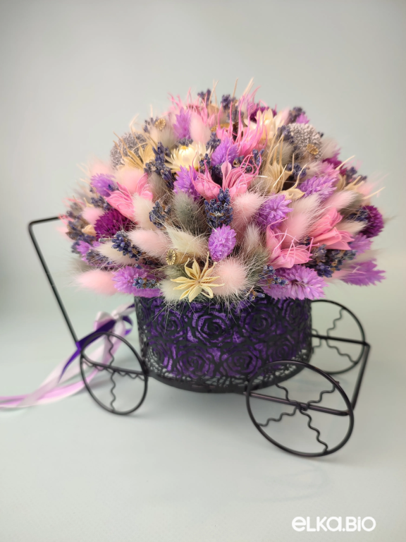 Сиреневая композиция с лавандой в кашпо Т211-B114