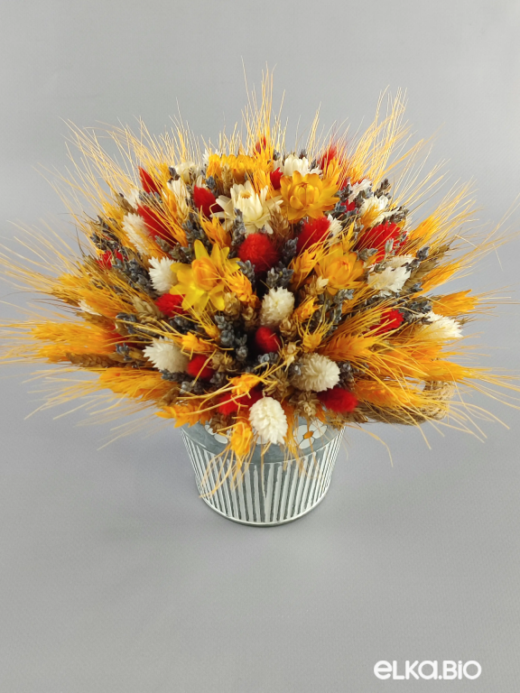 Композиция из жёлтых сухоцветов в ведёрке Т126-B101 Композиция из жёлтых сухоцветов в ведёрке Т126-B101