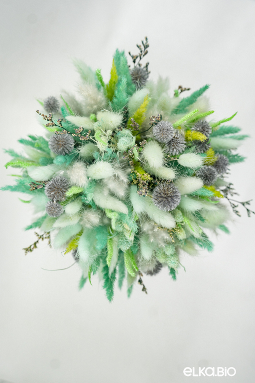 Бирюзовый букет с лагурусом и вейником Б178-B121