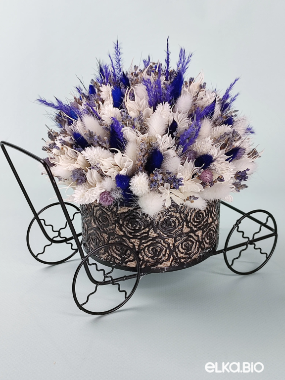 Композиция с лавандином и лагурусом в тележке Т158-B102 Композиция с лавандином и лагурусом в тележке Т158-B102