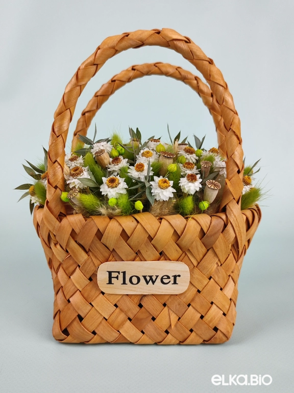 Корзина с лагурусом и цветами аммобиума Ю73-B104