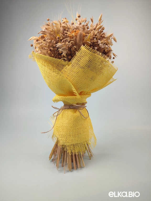 Солнечный букет из сухоцветов овса и лагуруса Б133-B115