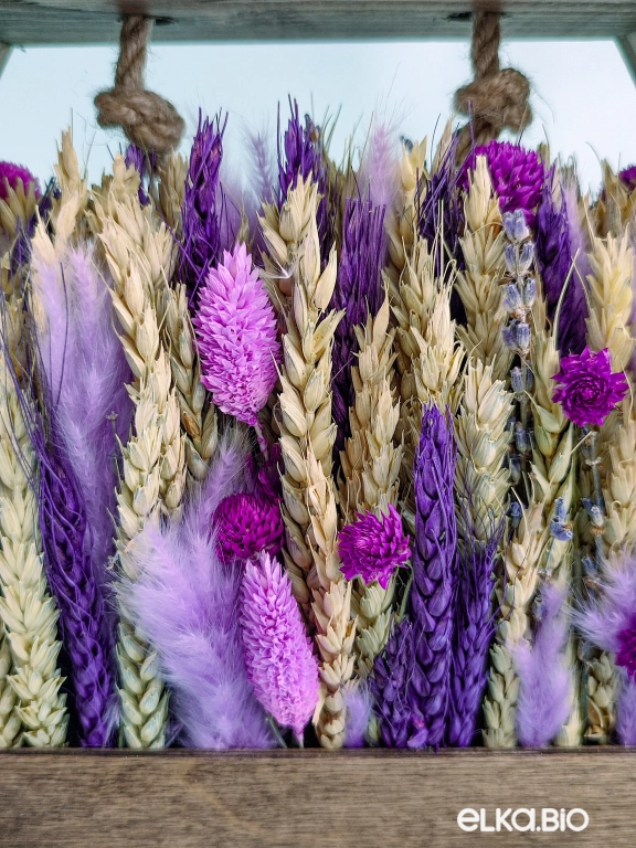 Подвесная композиция из пшеницы и сухоцветов Б87-B108