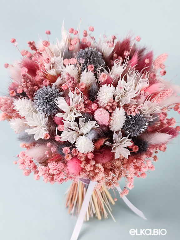 Розовый букет из сухоцветов Т152-B102