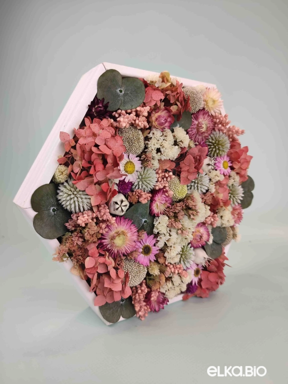 Стабилизированное панно с гортензией и эвкалиптом  А199-B112 Стабилизированное панно с гортензией и эвкалиптом  А199-B112