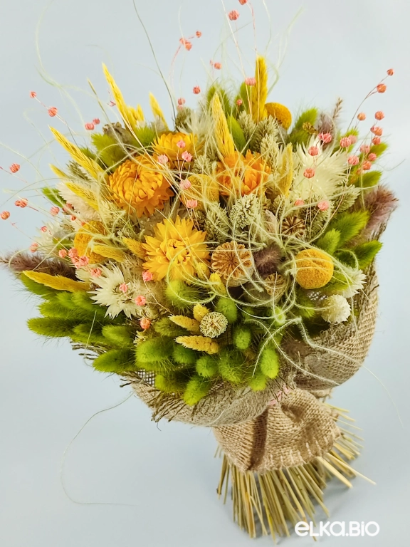 Букет цветов из фаляриса и зеленого лагуруса Б42-B103