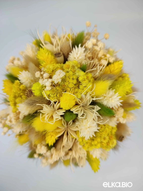 Cтабилизированный желтый букет из сухоцветов с нигеллой А187-B111