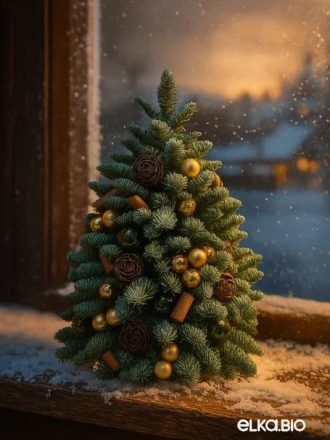 Настольная новогодняя елка из Нобилиса Царская помпушка Ю45-В709