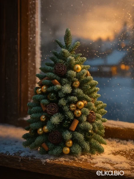 Настольная новогодняя елка из Нобилиса Царская помпушка Ю45-В709