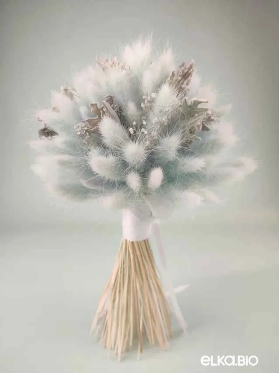 Нежный голубой букет невесты с лагурусом А173-B112