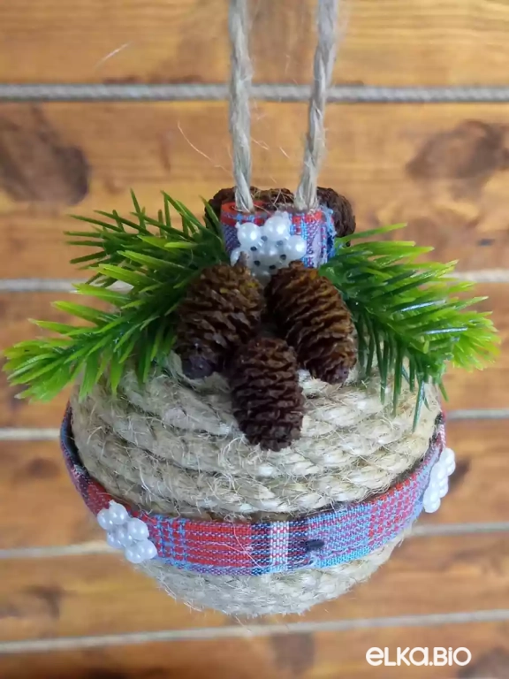 Декоративный шар из джутового каната Шотландский Т50-В20