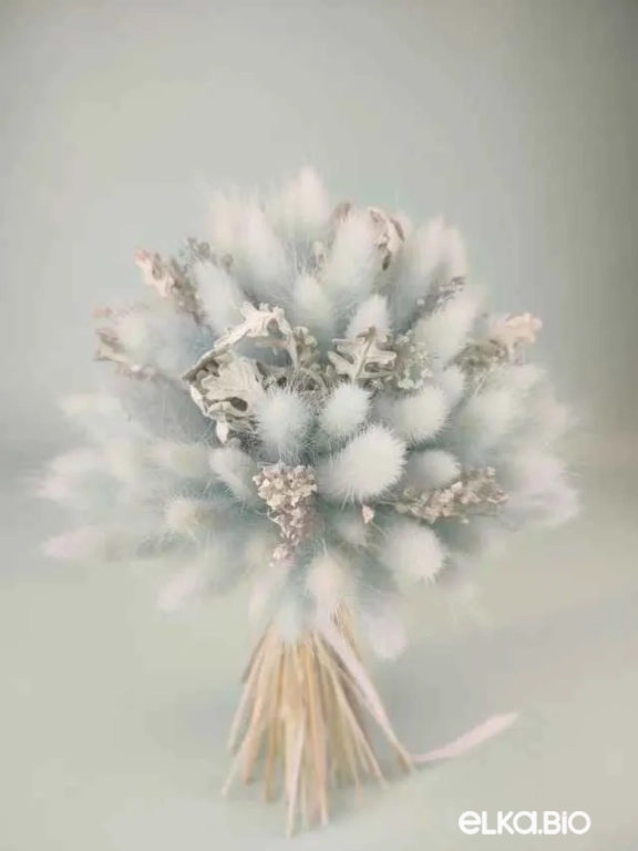 Нежный голубой букет невесты с лагурусом А173-B112