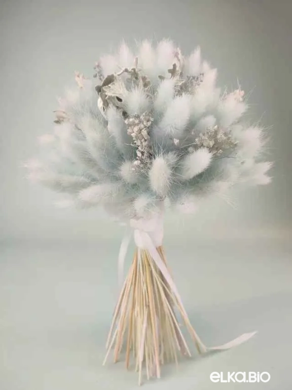 Нежный голубой букет невесты с лагурусом А173-B112