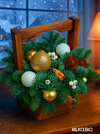 Композиция из веточек пихты Нобилис "Новогоднее Золото" Б126