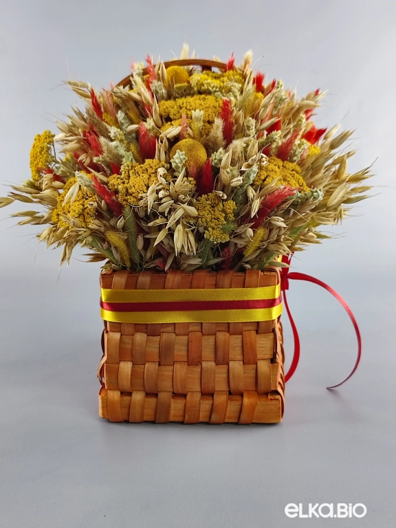 Композиция из овса и лагуруса в корзине Т133-B101