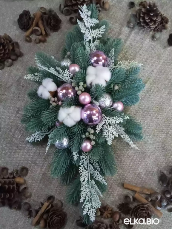 Декоративная композиция с цветком хлопка Сиреневое облако Ю8-В34