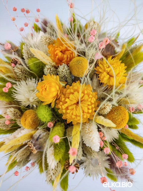 Букет цветов из фаляриса и зеленого лагуруса Б42-B103