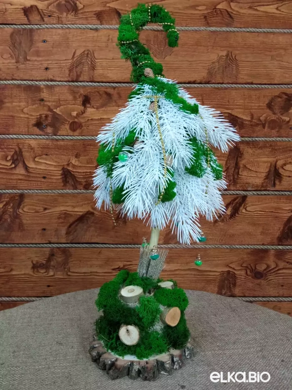 Настольная декоративная елка из хвои Зеленый фламинго Б30-В62