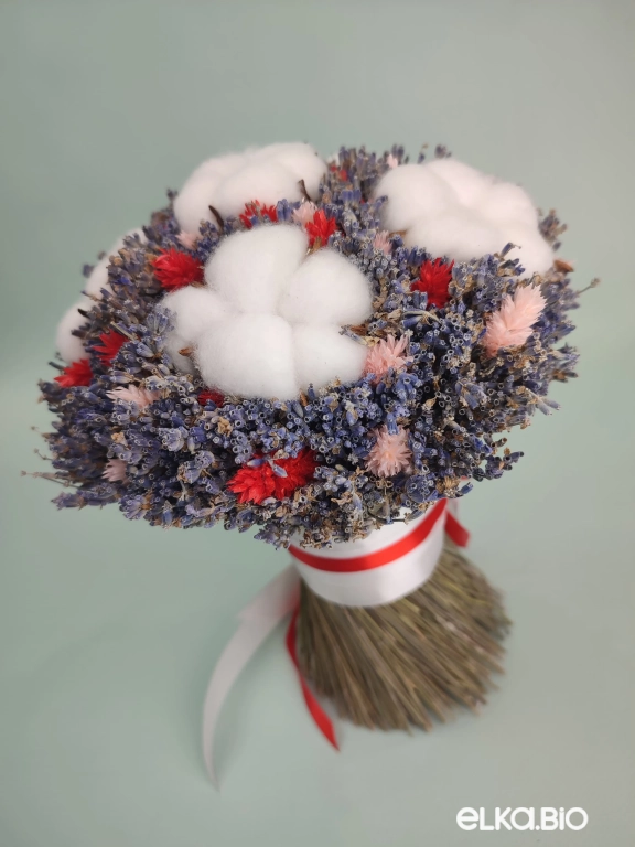 Букет из лаванды и хлопка А182-B116