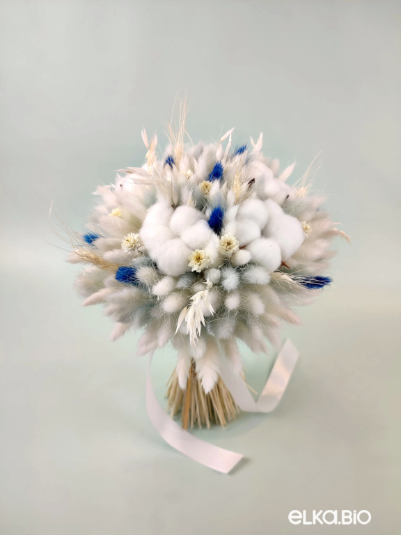 Букет из хлопка и голубого лагуруса А203-B113