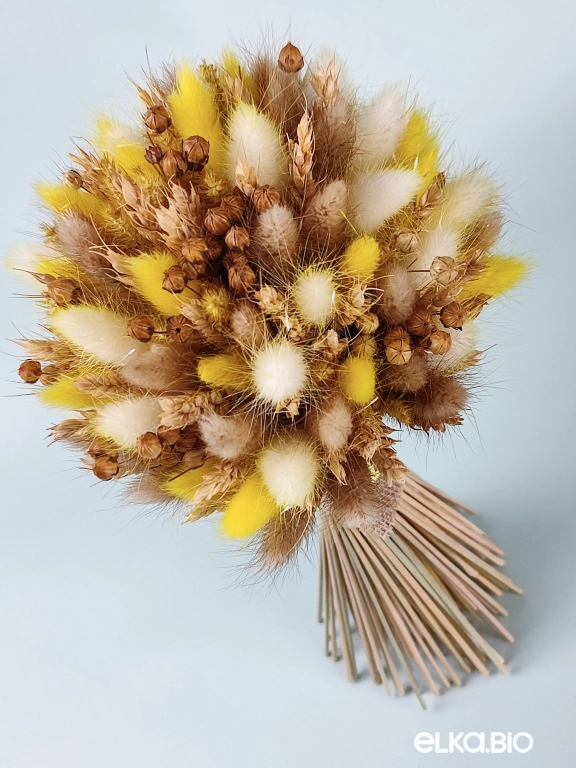 Маленький букет из лагуруса, пшеницы и льна Т161-B103