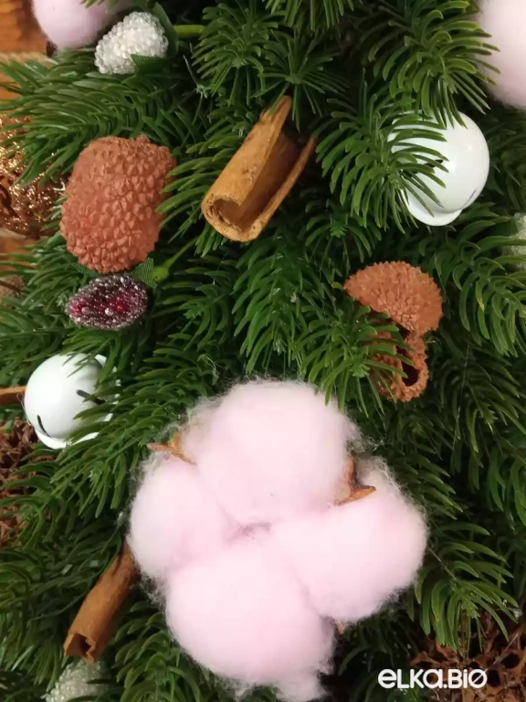 Настольная новогодняя елка с шарами Лесная романтика Б2-В21