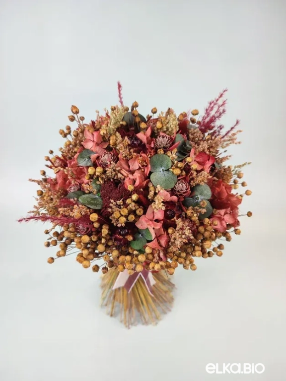 Cтабилизированный осенний букет с эвкалиптом и гортензией А200-B112