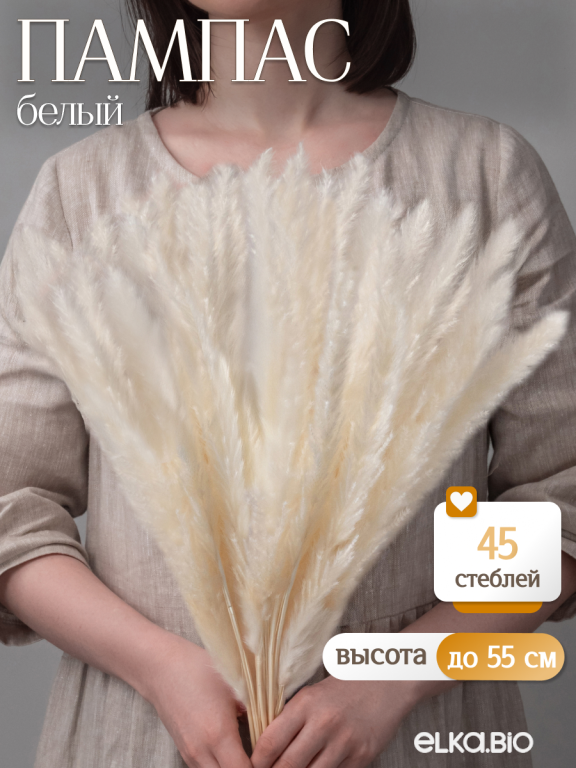 Пампас мини белый 45 шт. Высший сорт М265